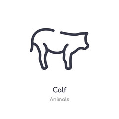 calf outline icon. isolated line vector illustration from animals collection. editable thin stroke calf icon on white background