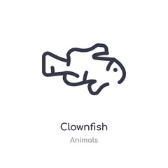 clownfish outline icon. isolated line vector illustration from animals collection. editable thin stroke clownfish icon on white background