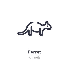 ferret outline icon. isolated line vector illustration from animals collection. editable thin stroke ferret icon on white background