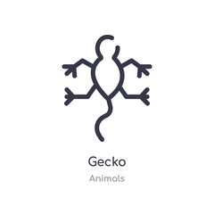 gecko outline icon. isolated line vector illustration from animals collection. editable thin stroke gecko icon on white background