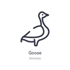 Fototapeta premium goose outline icon. isolated line vector illustration from animals collection. editable thin stroke goose icon on white background