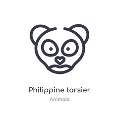philippine tarsier outline icon. isolated line vector illustration from animals collection. editable thin stroke philippine tarsier icon on white background