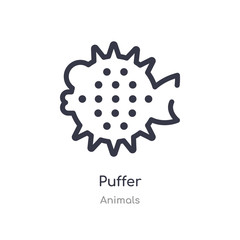 puffer outline icon. isolated line vector illustration from animals collection. editable thin stroke puffer icon on white background