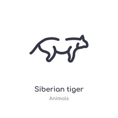 siberian tiger outline icon. isolated line vector illustration from animals collection. editable thin stroke siberian tiger icon on white background