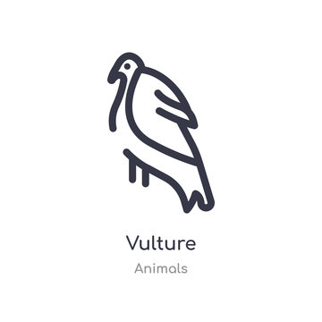 Vulture Outline Icon. Isolated Line Vector Illustration From Animals Collection. Editable Thin Stroke Vulture Icon On White Background