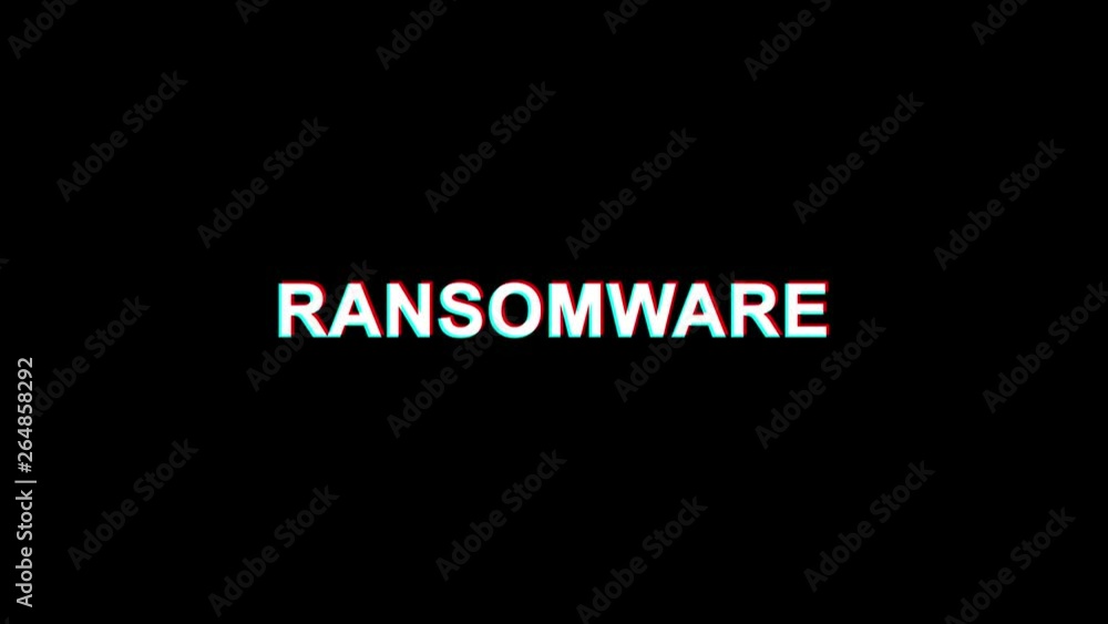 Poster ransomware glitch text abstract vintage twitched 4k loop motion animation . black old retro digital 