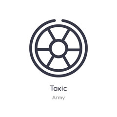 toxic outline icon. isolated line vector illustration from army collection. editable thin stroke toxic icon on white background