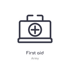 first aid outline icon. isolated line vector illustration from army collection. editable thin stroke first aid icon on white background