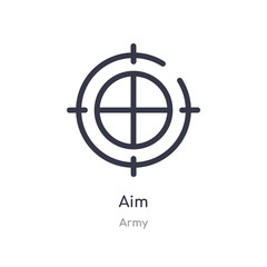 aim outline icon. isolated line vector illustration from army collection. editable thin stroke aim icon on white background
