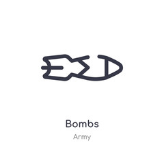 bombs outline icon. isolated line vector illustration from army collection. editable thin stroke bombs icon on white background