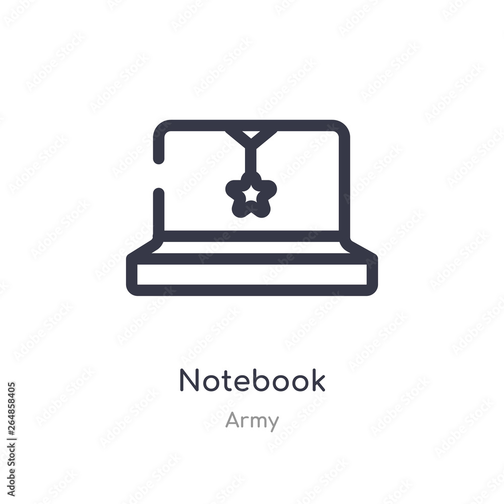 Poster notebook outline icon. isolated line vector illustration from army collection. editable thin stroke 