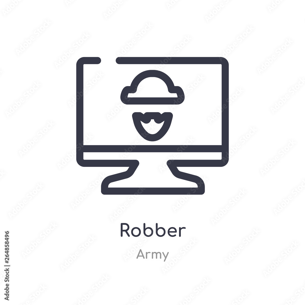 Poster robber outline icon. isolated line vector illustration from army collection. editable thin stroke ro