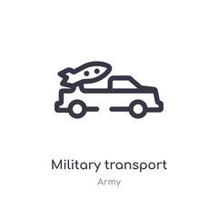 military transport outline icon. isolated line vector illustration from army collection. editable thin stroke military transport icon on white background