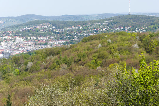 View over Stuttgart, Germany from viewpoint Birkenkopf
