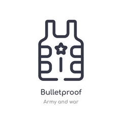 bulletproof outline icon. isolated line vector illustration from army and war collection. editable thin stroke bulletproof icon on white background