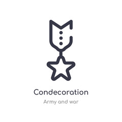 condecoration outline icon. isolated line vector illustration from army and war collection. editable thin stroke condecoration icon on white background