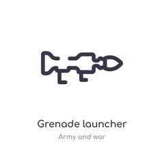 grenade launcher outline icon. isolated line vector illustration from army and war collection. editable thin stroke grenade launcher icon on white background