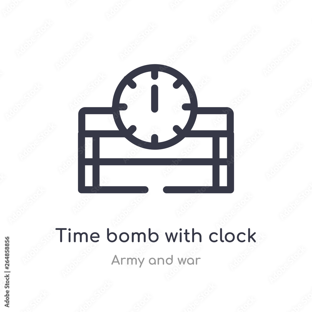 Aufkleber time bomb with clock outline icon. isolated line vector illustration from army and war collection. e