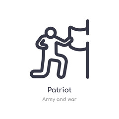 patriot outline icon. isolated line vector illustration from army and war collection. editable thin stroke patriot icon on white background