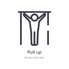 pull up outline icon. isolated line vector illustration from army and war collection. editable thin stroke pull up icon on white background