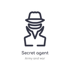 secret agent outline icon. isolated line vector illustration from army and war collection. editable thin stroke secret agent icon on white background