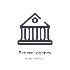 federal agency outline icon. isolated line vector illustration from army and war collection. editable thin stroke federal agency icon on white background