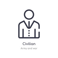 civilian outline icon. isolated line vector illustration from army and war collection. editable thin stroke civilian icon on white background