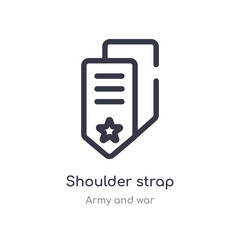 shoulder strap outline icon. isolated line vector illustration from army and war collection. editable thin stroke shoulder strap icon on white background