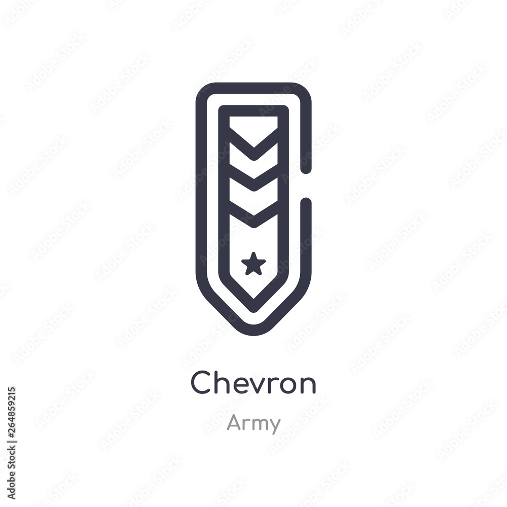 Poster chevron outline icon. isolated line vector illustration from army collection. editable thin stroke c