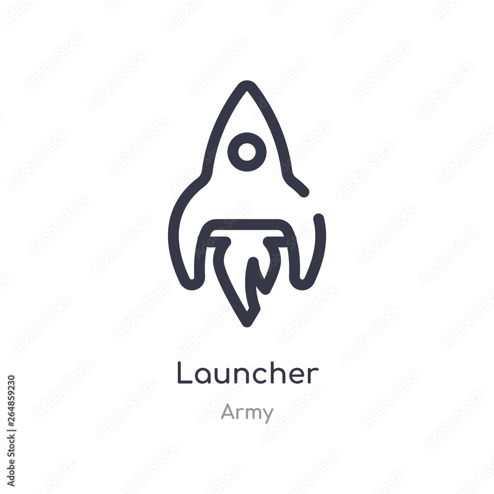 Poster launcher outline icon. isolated line vector illustration from army collection. editable thin stroke 
