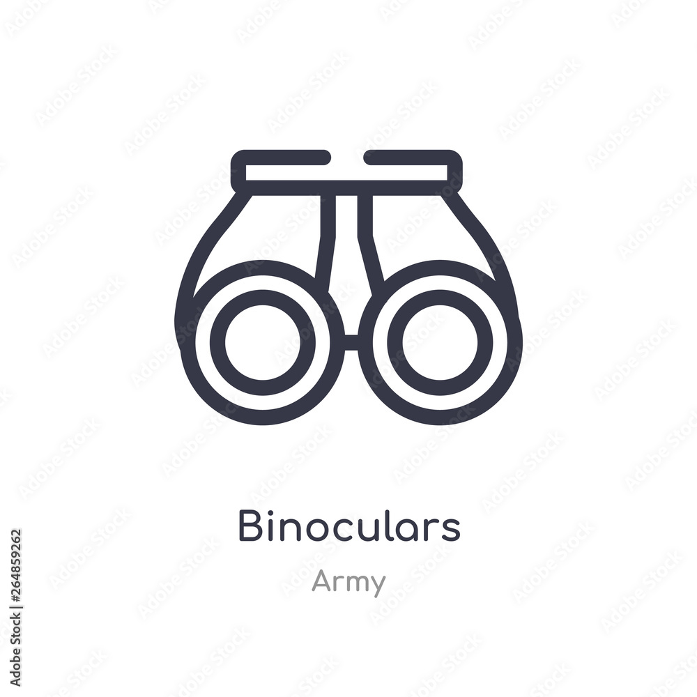Poster binoculars outline icon. isolated line vector illustration from army collection. editable thin strok