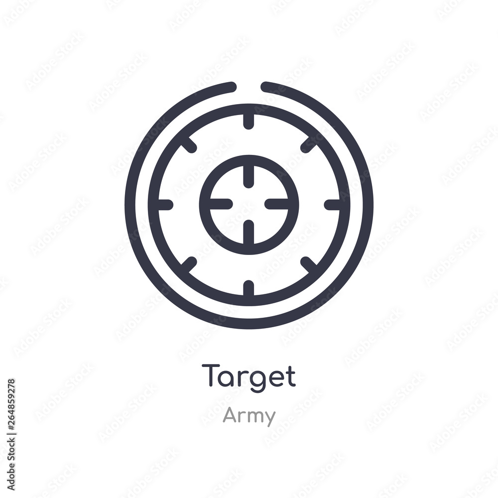 Poster target outline icon. isolated line vector illustration from army collection. editable thin stroke ta