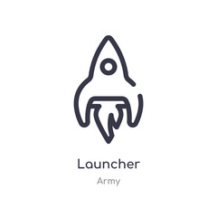 launcher outline icon. isolated line vector illustration from army collection. editable thin stroke launcher icon on white background