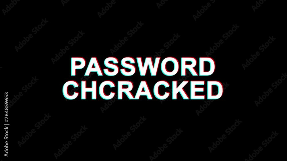Poster password chcracked glitch text abstract vintage twitched 4k loop motion animation . black old retro 