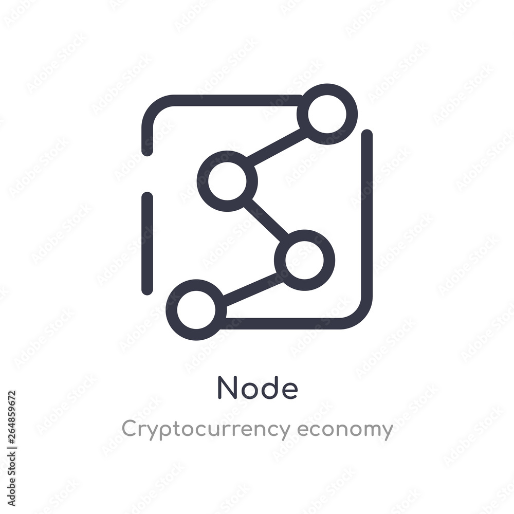 Aufkleber node outline icon. isolated line vector illustration from cryptocurrency economy collection. editabl