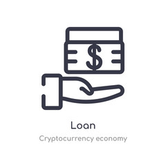 loan outline icon. isolated line vector illustration from cryptocurrency economy collection. editable thin stroke loan icon on white background