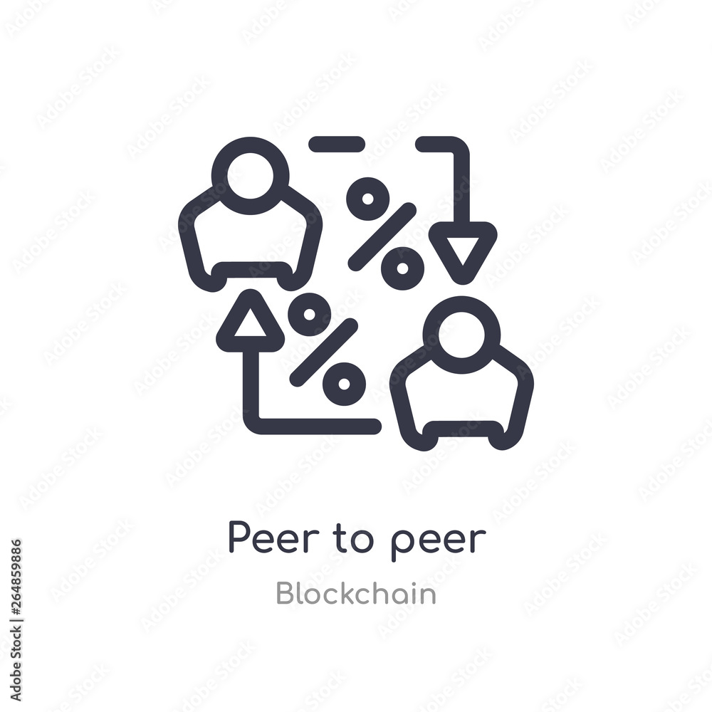 Poster peer to peer outline icon. isolated line vector illustration from blockchain collection. editable th