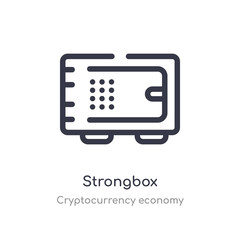 strongbox outline icon. isolated line vector illustration from cryptocurrency economy collection. editable thin stroke strongbox icon on white background
