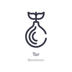 tor outline icon. isolated line vector illustration from blockchain collection. editable thin stroke tor icon on white background