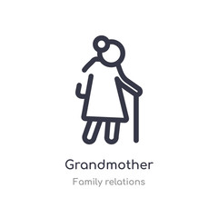 grandmother outline icon. isolated line vector illustration from family relations collection. editable thin stroke grandmother icon on white background