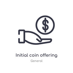 initial coin offering outline icon. isolated line vector illustration from general collection. editable thin stroke initial coin offering icon on white background