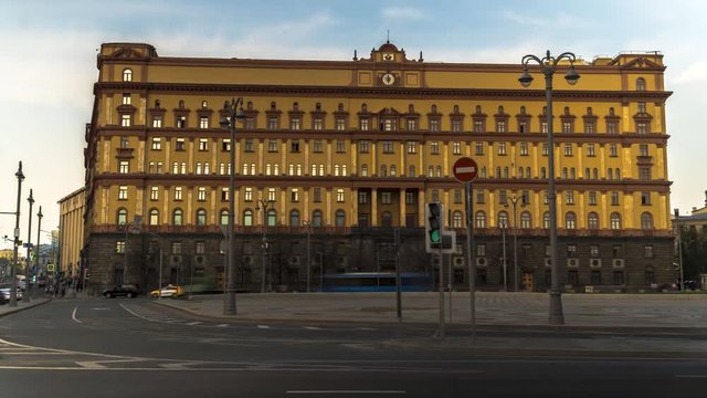 Moscow, Lubyanka square , the FSB building, time lapse
