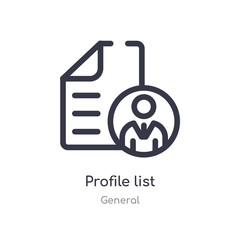 profile list outline icon. isolated line vector illustration from general collection. editable thin stroke profile list icon on white background