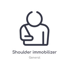 shoulder immobilizer outline icon. isolated line vector illustration from general collection. editable thin stroke shoulder immobilizer icon on white background