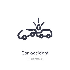 car accident outline icon. isolated line vector illustration from insurance collection. editable thin stroke car accident icon on white background