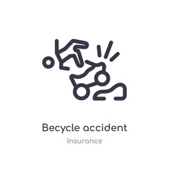 becycle accident outline icon. isolated line vector illustration from insurance collection. editable thin stroke becycle accident icon on white background