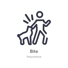 bite outline icon. isolated line vector illustration from insurance collection. editable thin stroke bite icon on white background