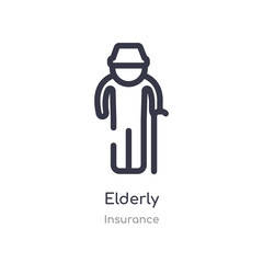 elderly outline icon. isolated line vector illustration from insurance collection. editable thin stroke elderly icon on white background