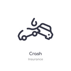 crash outline icon. isolated line vector illustration from insurance collection. editable thin stroke crash icon on white background