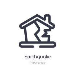 earthquake outline icon. isolated line vector illustration from insurance collection. editable thin stroke earthquake icon on white background